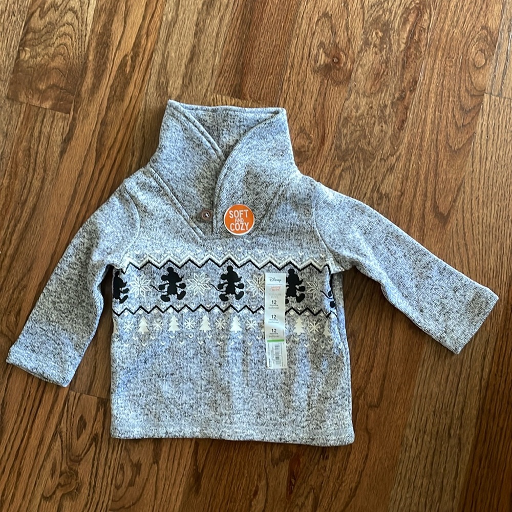 Mock-neck Mickey Mouse Sweater in 12M. New with tags.